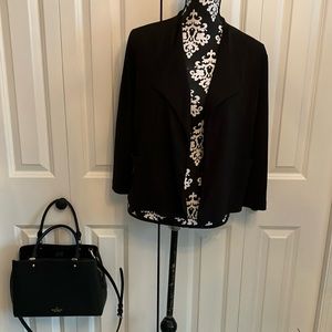 Talbots SP black waterfall jacket with pockets.